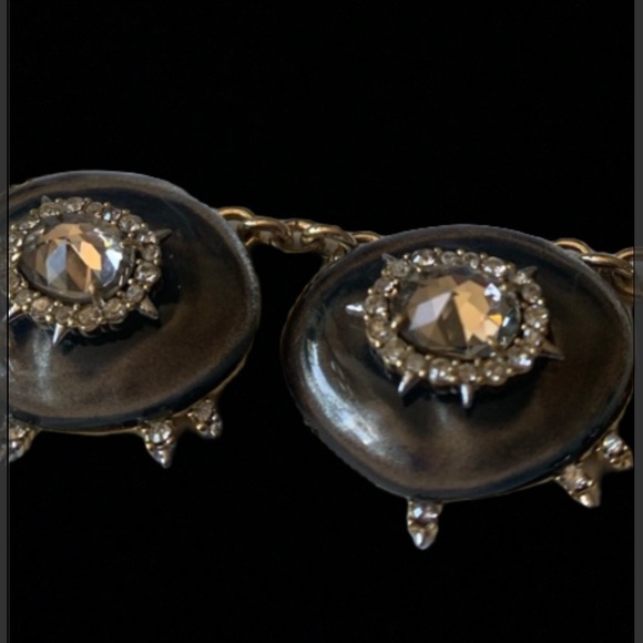 ALEXIS BITTAR • NEW Crystal Studded Satin Silk Lucite Spiked Starburst Necklace - Picture 4 of 15